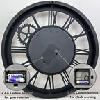 The B-Style Large Wall Clock 24 inch Moving Gear Wall Clock Oversized Vintage Farmhouse Wall Clocks for Living Room Decor Rustic Industrial Wood Clock (Walunt Wood and Bronze)