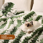 L'AGRATY Chunky Knit Blanket Throw: 60''x80'' Chenille Chunky Knitted Throw Blankets for Twin Bed Couch - Handmade Thick Cable Knit Blanket - Large Crochet Rope Blankets for Home Decor