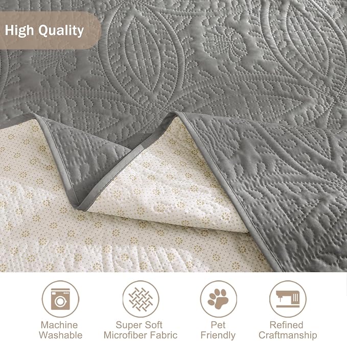 Cool Gray Loveseat Covers for 2 Cushion Couch, Water-Repellent Covers for Sofa - Image 6