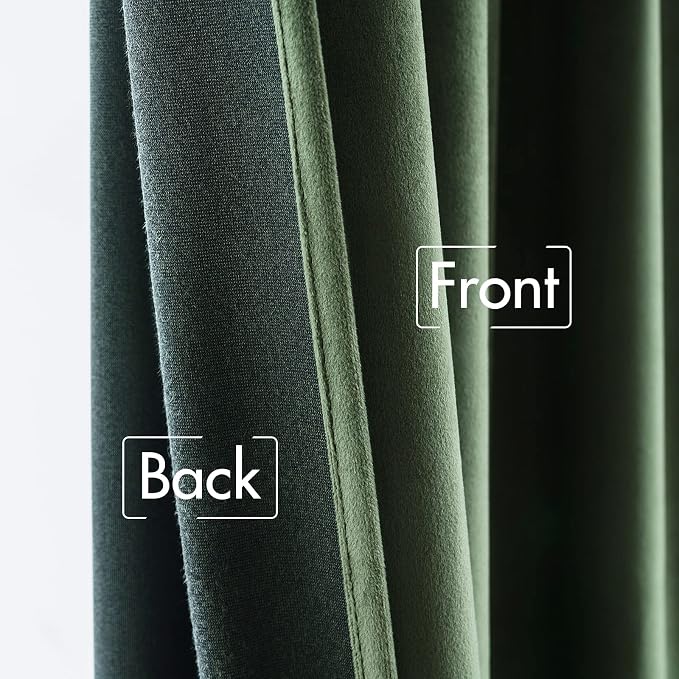 MIULEE Velvet Curtains 52x120 inches 2 Panels Olive Green Blackout Curtains | - Image 6