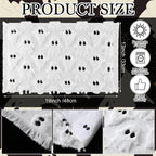 Nuanchu 4 PCS White Ghost Boo Placemats 13 x 19 Inch Halloween Soft Plush Faux Fur Wool Table Mats Halloween Placemats for Party Kitchen Dining Decoration