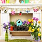 36PCS Wooden Spring Ornaments to Paint, 6 Styles DIY Blank Unfinished Wood Flower Cutouts Butterfly Ornament for Crafts Hanging Decorations, Cute Bee Flower Shape Home Decorations Gifts