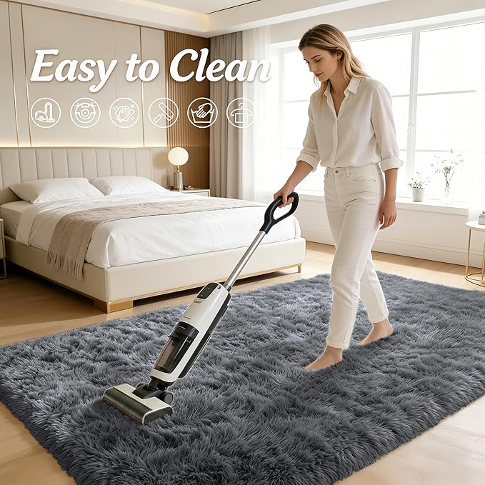 OLANLY 2x3 Machine Washable Small Bedside Rug, Soft Fluffy Shaggy Entryway - Image 6