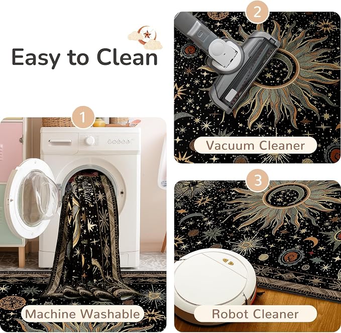 Vacuum-Friendly, Round 6ft Washable Area Rug - Image 5