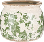 Vintage Planter Large Ceramic Plants Pot Beige Green Vintage Floral Ice Crack Cottage Scroll Vase Flower Vase Pot Indoor Plants Home Kitchen Decor Farmhouse Antique Decorative Gifts