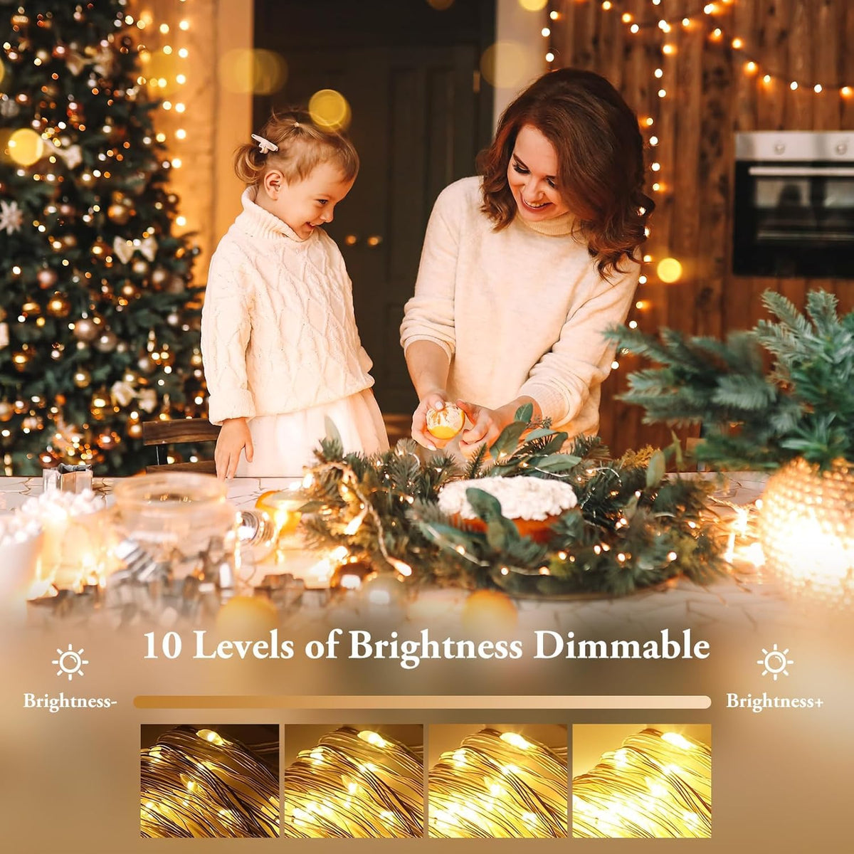 4 Pack 100 LED Fairy Lights Battery Operated with Timer & Remote, 33FT Waterproof Twinkle Lights Indoor Outdoor, Fairy String lights for Bedroom Classroom DIY Wedding Christmas Decorations, Warm White
