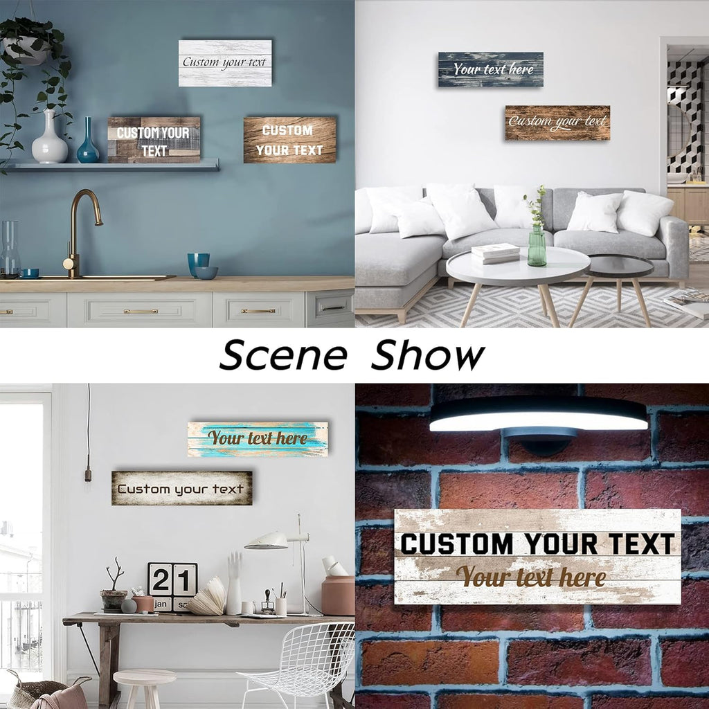 LZIMU Custom Text Signs Wall Decor Personalized Canvas Quote Family Sign Wall Art Wood Background Rustic Farmhouse Decor Framed (6"x18")