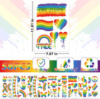 9 Sheets LGBT Rainbow Window Clings, Pride Decorations Window Cling, Gay Love Heart Stickers, Double-Side Pride Wall Clings Decals for Pride Day LGBTQ Rainbow Party Parades Supplies Decor