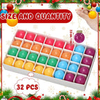Tioncy 32 Pcs 1 Inch Mini Glass Christmas Ornaments Balls Shiny Christmas Balls Tiny Tree Hanging Decoration Small Colorful Ball Pendant for Xmas Party Supplies(Neon Color)