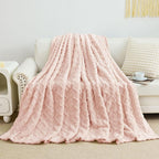 Aganear Fleece Throw Blanket for Bed Couch 90"x90" Pink | Lightweight Fuzzy - Image 5