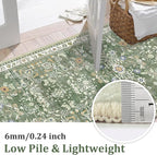 Yamaziot 2x12 Washable Hallway Runner Rug Non Slip Floral Carpet, Sage Green | - Image 3