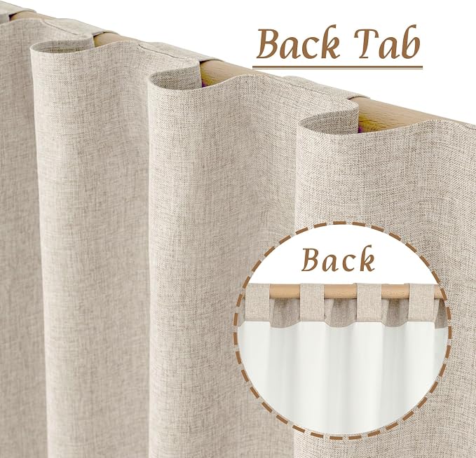 Oatmeal 100% Blackout Linen Curtains - Image 3