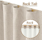 100% Blackout Linen Bedroom Curtains 63 Inches Long 2 Panels | Oatmeal - Image 3