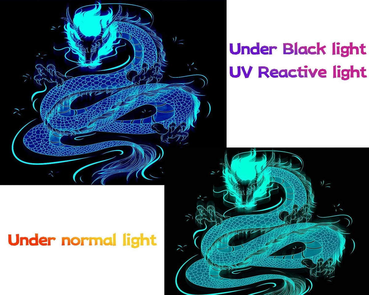 QGHOT Blacklight Dragon Tapestry Wall Hanging Cool Japanese Black Light Glow in the Dark Dragon Backdrop Uv Viking Tapestry for Boys Bedroom Mens Room Wall Deocr 90"x70"