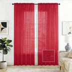 SpaceDresser Check Sheer Curtains 84 Inches Long by SpaceDresser