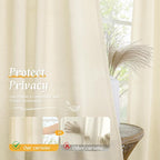 Linen Curtains 72 inches Long for Living Room, Light Beige, 2 Panels | Light - Image 5