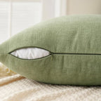 MIULEE Sage Green Chenille Couch Throw Pillow Covers, 18x18 | Set of 2 - Image 5