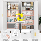 Kitchen Pantry Storage Cabinet with Doors and Adjustable Shelves, Metal ClosetMaid Food Pantry Cabinets, 75" Tall Freestanding Cupboard for Kitchen, Laundry or Utility Room, White