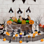 Wesiti 30 Pcs Halloween Village Accessories Set Miniature Halloween Figurines Village Trees Cat Pumpkin Tombstones Figurine Horror Miniature Accessories for Garden Decor