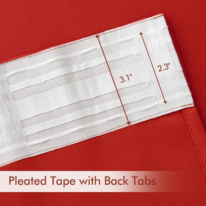 MIULEE Christmas Red Back Tab Blackout Curtains 52x120 Inch Long 2 Panels | Rod - Image 4