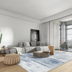 8x10 Area Rugs for Living Room: Washable Abstract Blue White Badroom Carpet | - Image 3