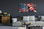 JKWALL77 American Flag Wall-Decor - Banksy Graffiti Canvas Wall Art - Office Pictures For Wall Ready To Hang Size 40" x 20"