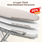 Yaheetech Foldable Ironing Board, Heavy Duty Iron Board with 9 Adjustable Heights, 4 Layer Cover and Safety Iron Rest, 52X14 Compact and Space Save Iron Board for Home Laundry Room Use, Beige