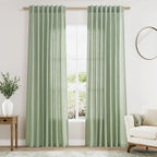 Mist Sage Linen Curtains 84 Inch Length 2 Panels Set by Nanspring