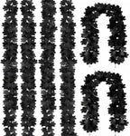 Joyhalo 6 Pack 5.7FT Black Maple Leaf Garland,Halloween Artificial Hanging Black Vines,Halloween Outdoor Garland for Mantle,Door Frame,Fireplace and Thanksgiving Decor