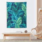 ICMOLYYENLO Tropical Green Plant Tapestry, Green Palm Leaves Natural Landscape Print Wall Tapestry for Bedroom Living Room Dormitory 60x60 Inch
