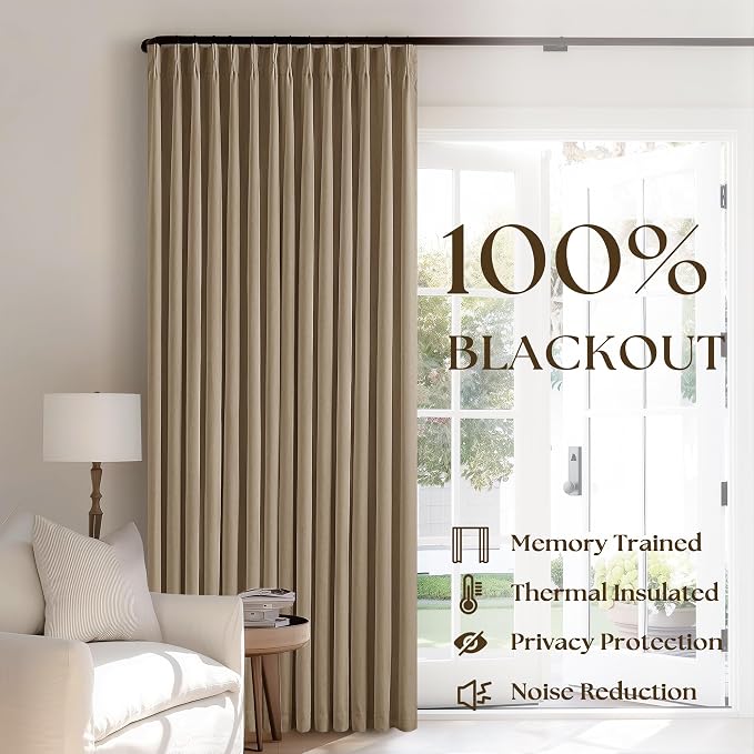 Light Brown Linen Blackout 120 Inch Curtains - Image 3