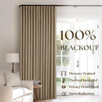 Light Brown Pinch Pleat 100% Blackout Linen Curtains 2 Layers 45 Inch Long | - Image 3