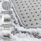 Area Rugs for Living Room, 5x8 Fluffy White and Grey Bedroom Geometric Rug | - Image 4