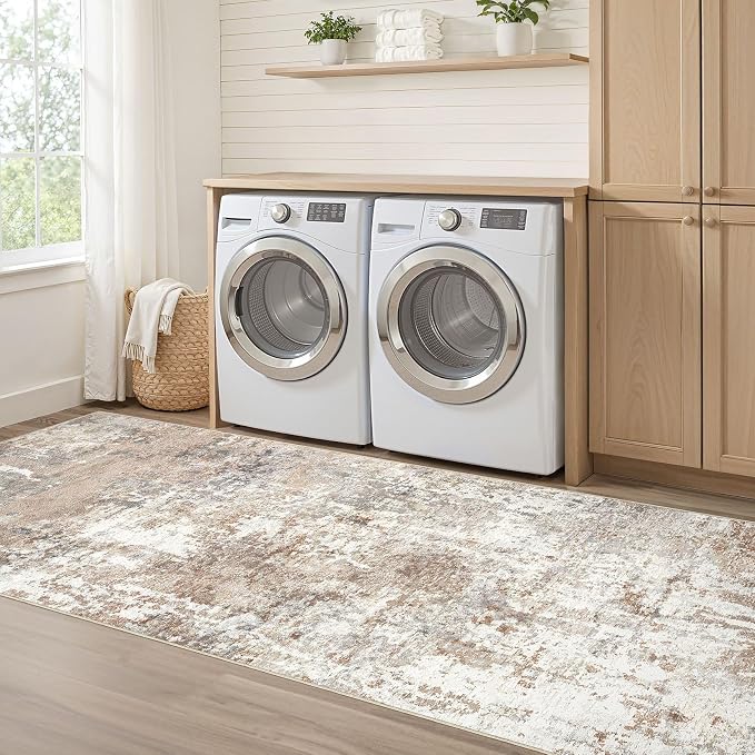 LOONGRUG Runner Rug 2x6 Washable Non-Slip Kitchen Neutral Modern Rug | Abstract - Image 7