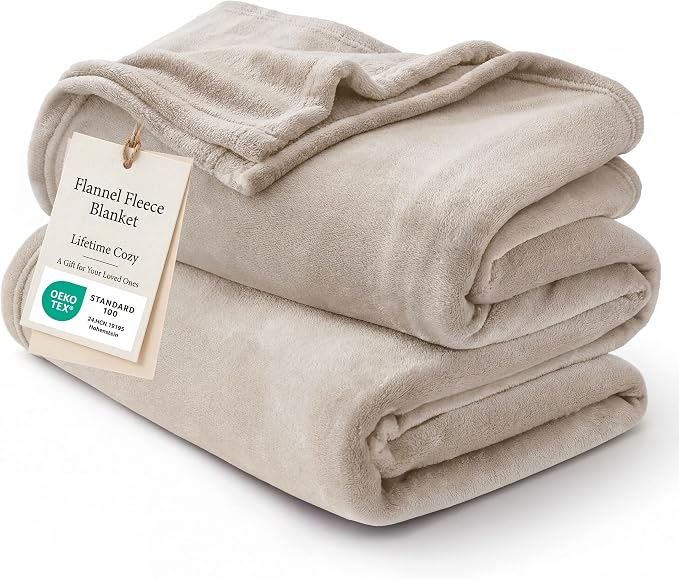 Bedsure GentleSoft Fleece Bed Blankets Queen Size Oxford Tan by Unknown
