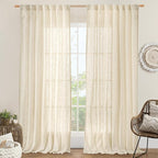 95 Inch Long Semi Sheer Linen Curtains by LAMIT