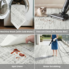 6x9 Washable Area Rug for Living Room Bedroom: Non-Slip Modern White Gray | - Image 5