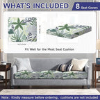 CALBODE 8 Pcs Stretch Indoor/Outdoor Seat Cushion Covers, Washable Reusable - Image 2