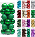 XmasExp 24ct Mini Christmas Ball Ornaments Shatterproof Christmas Ornaments Set Decorations for Xmas Tree Balls 30mm/1.18" (Green)