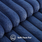 decorUhome Fall Faux Fur Throw Pillow Covers 20x20 Set of 2 Navy Blue | - Image 2