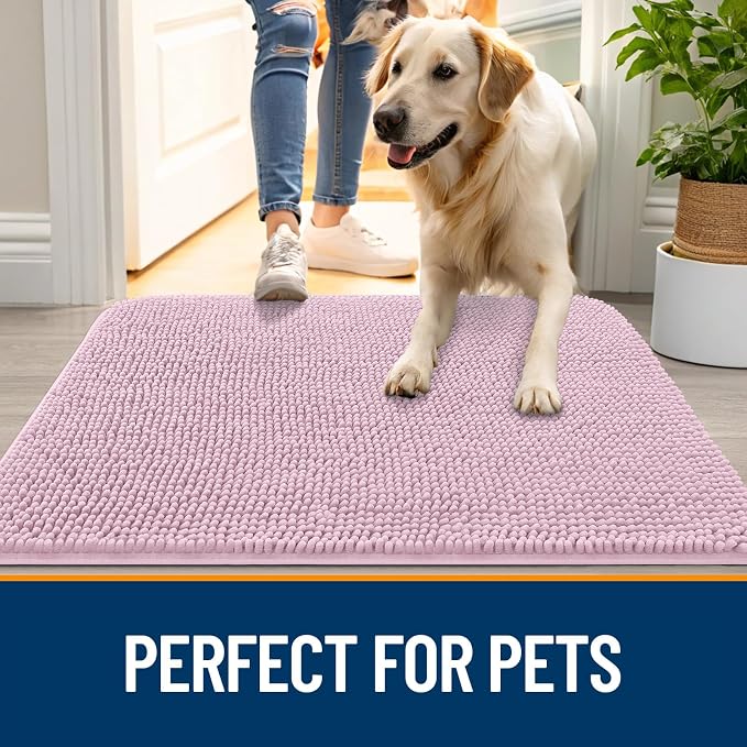OLANLY Dog Door Mat for Muddy Paws 44x24, Super Absorbent Chenille Mud Mat | - Image 6