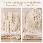 Chunky Knit Blanket - Luxury Soft Cozy 61 * 79 Bold Throw Blanket,100% Woven Blanket Rope Knot Throw Blanket for Couch, Sofa, Home Decor, Gift - Machine Washable（Cream）