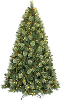 Kadunmina 6ft Prelit Christmas Tree, Artificial Carolina Pine Christmas Tree with 410 Warm White Lights, Pine Cones, 980 Branch Tips and Metal Stand for Home, Office, Holiday Party Decoration
