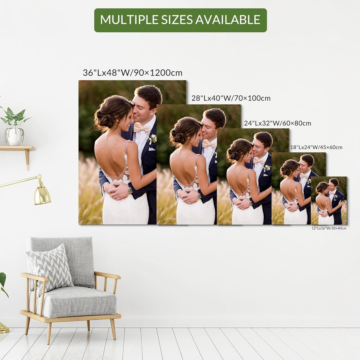 Wewejia Custom Canvas Prints with Your Photos 36x48inch, Upload Your Wedding Picture/Photo - Custom Personalized Canvas Photo Gifts Couples Family Baby Pets Home Decor Easy to hang