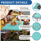 Spandex Table Cover for 6 Foot Rectangle Tables-4 Pack Aqua Blue Outdoor Picnic Elastic Table Cover-Spandex Stretch Folding Table Cloths for Camping Dining Room Patio Kitchen Banquet Party
