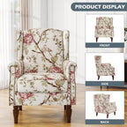UIXE High Back Accent Chairs Set of 2, Fabric Upholstered Armchair for Living Room, Retro Printed Wingback Arm Chair Rivet Trimed Single Sofa Bedroom Reading Seat - Beige Floral