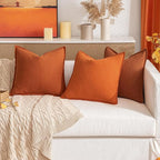 MIULEE Decorative Linen Pillow Covers 18x18 Inch Burnt Orange | Boho Farmhouse​ - Image 7