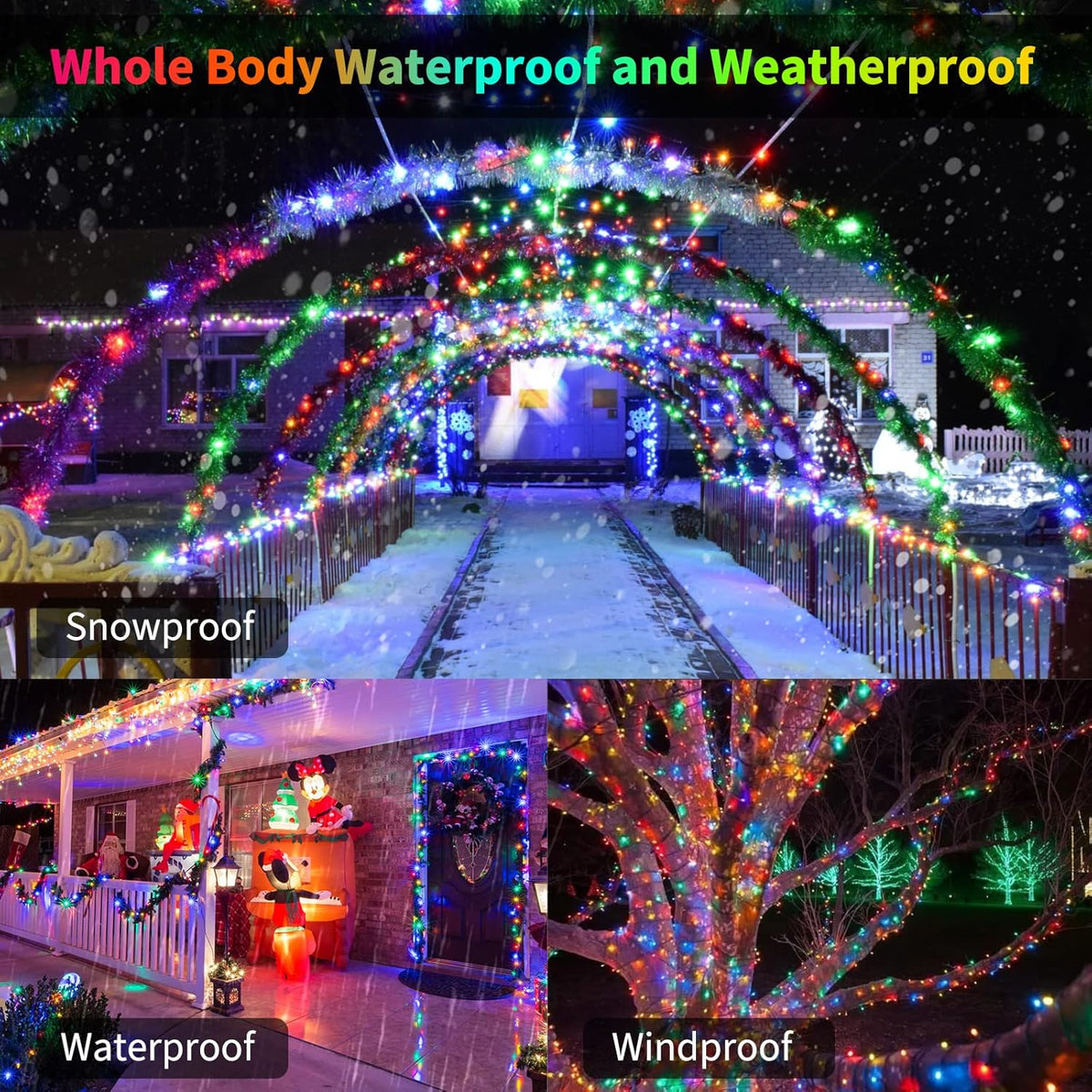 Battery Operated Christmas Lights 2 Pack 18 Feet 50 LED Clear Mini String Lights with 8 Modes Waterproof Tree Lights for Xmas Outdoor Indoor Holiday Party Garden Decor, Multicolor