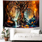 Delur Magical Forest Tapestry Fantasy Tree of Life Fairy Tale Enchanted Mystical Forest Tapestry Psychedelic Nature Landscape Wall Hanging Headboard for Bedroom Living Room Home Decor (51.2" x 59.1")
