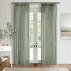 Sage Green Pinch Pleated Linen Light Filtering Curtains 80 Inches Long | Semi by Twodrapes